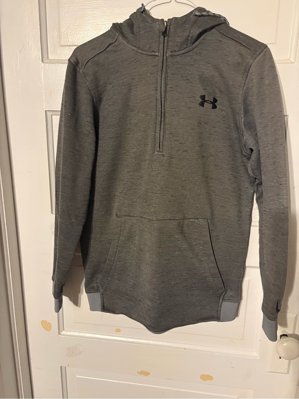 Under Armour Men's Heather Gray Half-Zip Hoodie Sweatshirt
